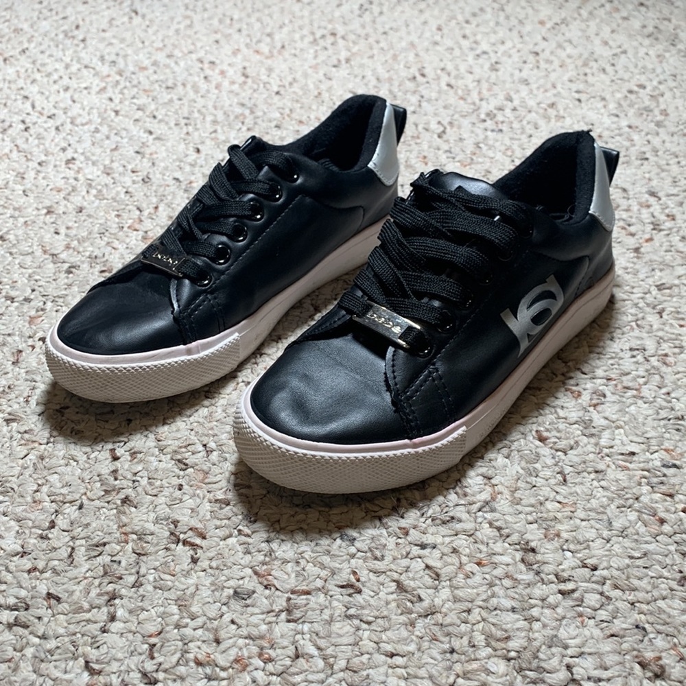 Bebe Laced Low-tops Shoes Black White Silver Girl Size 2/3 (A) - Picture 2 of 9